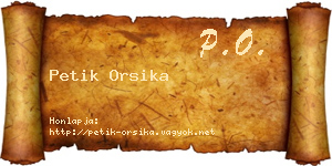 Petik Orsika névjegykártya